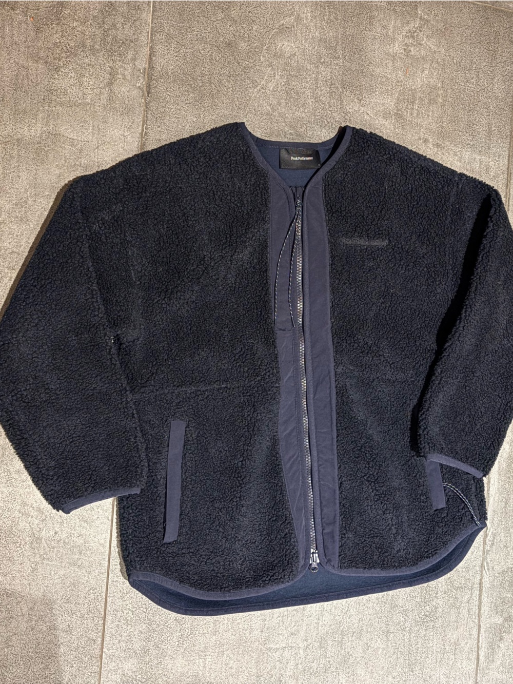 Peak Performance Navy Teddy Jacket/ fleece with zipper and zipper pockets